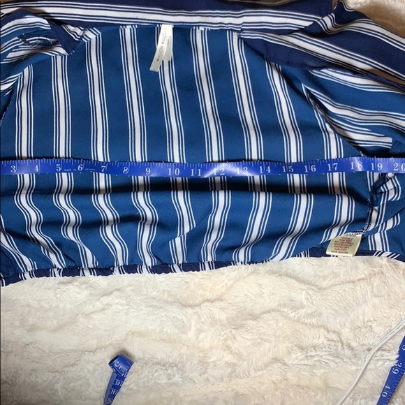 Moon Orchid button down tied front striped blouse - Picture 12 of 13